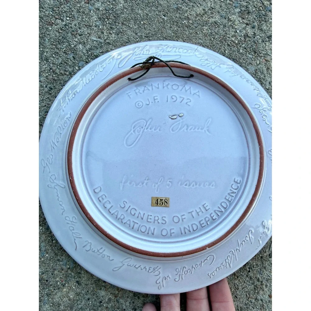 Frankoma 1972 John Frank Bi-Centennial Celebration Plate John Adams Blue 458